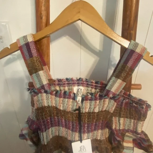 Dra Los Angeles Multicolor Plaid Off-Shoulder Blouse - Picture 4 of 5